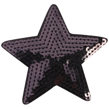 Strygemærke 9x9 cm stjerne sort palliet